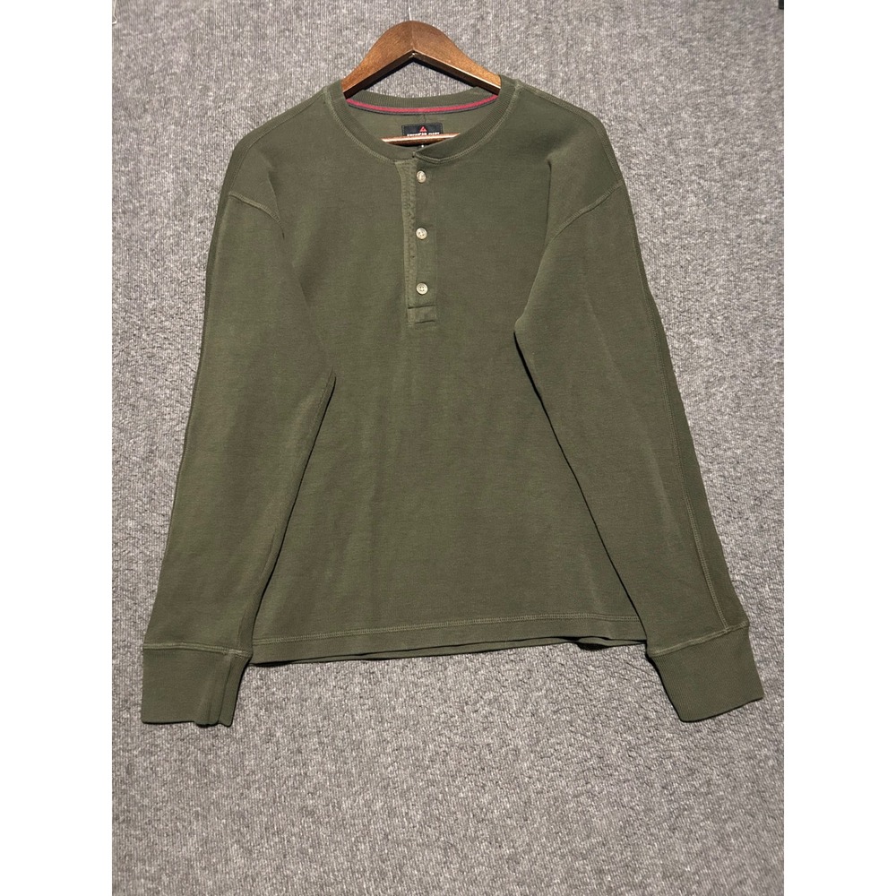 American giant henley shirt mens green small cotton made in usa casual